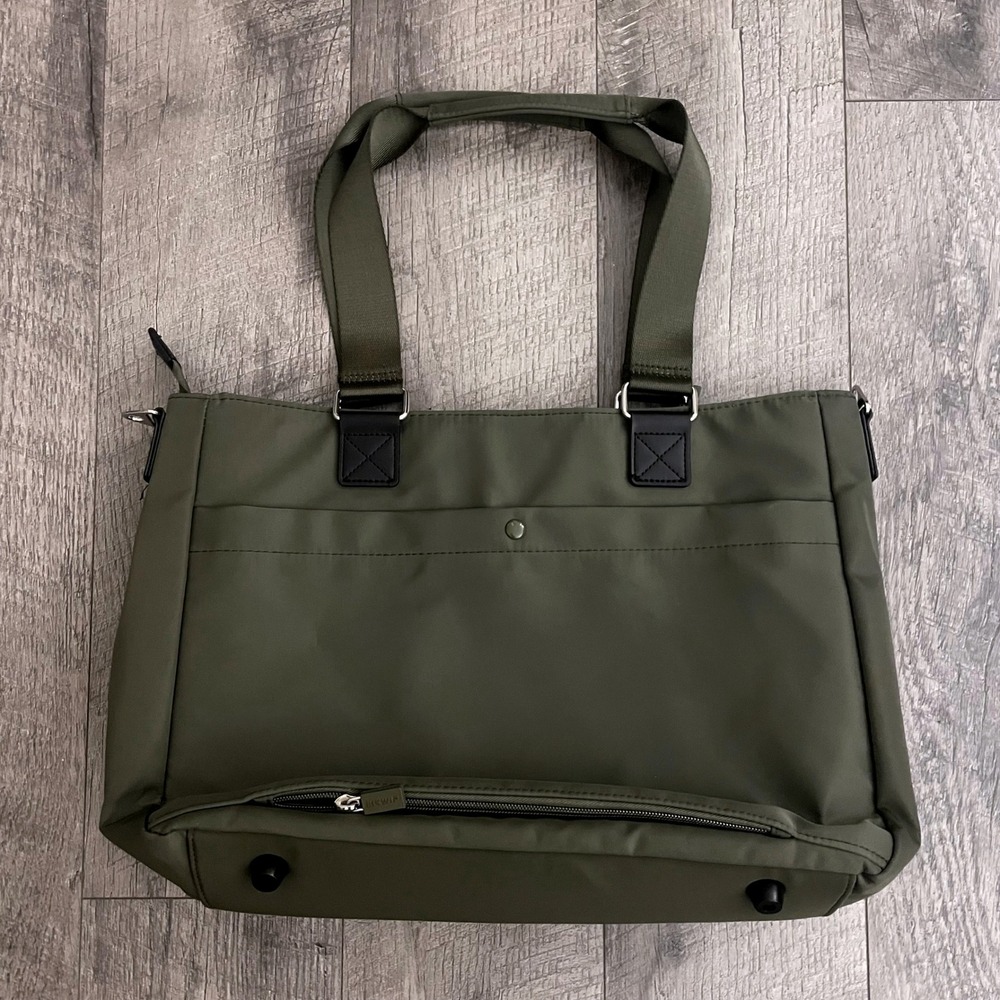 IHKWIP Olive Green Nylon Laptop Tote Bag Work Travel Commuter Multi Pocket - Picture 6 of 7